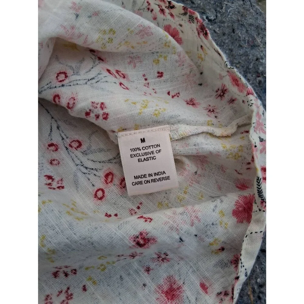Dizzy lizzy womens medium mini skirt tiered cotton floral pink cream red